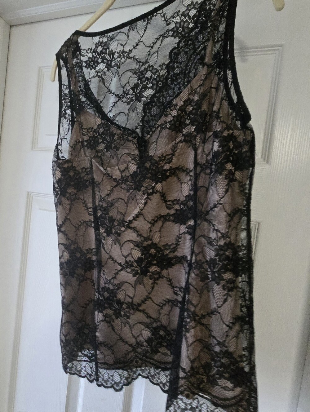 LOFT Black Lace Sheer Camisole with Nude Lining - Picture 5 of 6